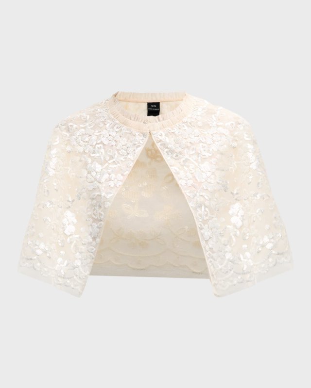 Regal Rose Floral Sequin Tulle Cap